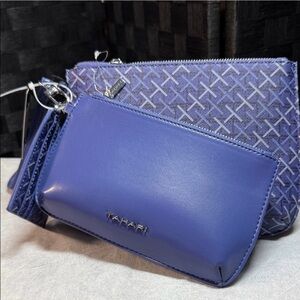 Tahari Purple and Blue Cosmetic Bag Set